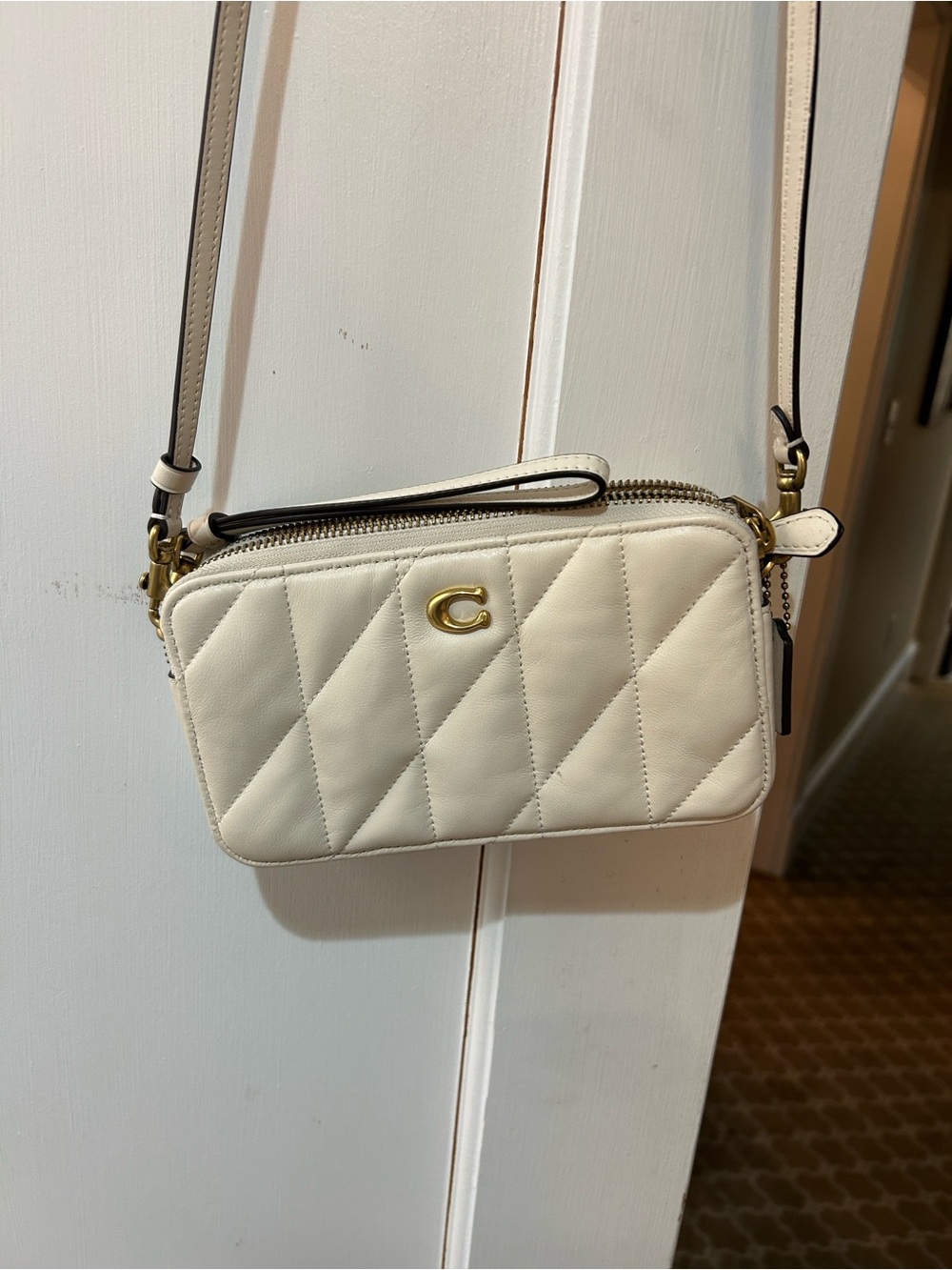Coach Quilted Leather Crossbody Bag in Chalk
